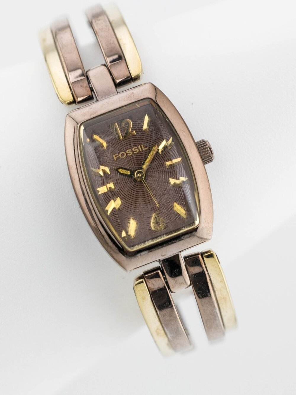 Fossil F2 ES-1859 Tonneau Two Tone Quartz Analog Women's Watch New Battery